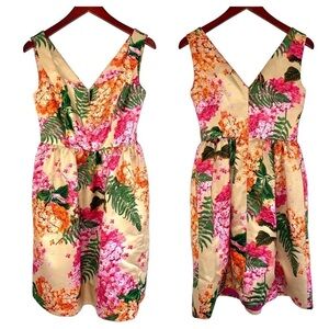 Floral Sleeveless Dress - Pink and Orange